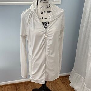 Athleta White Zip-Up Hoodie Jacket with Pockets XL